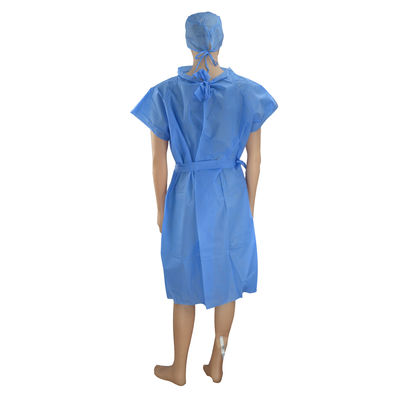 Robes jetables d'isolement de cou de PE de film protecteur de thérapie blanche bleue imperméable élastique de Cancer